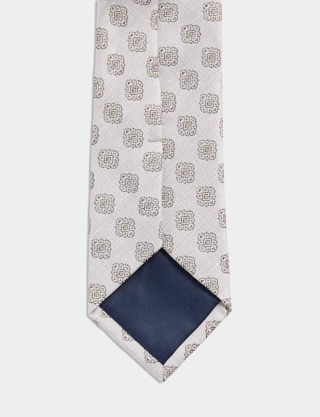 Medallion Linen Silk Blend Tie 2 of 2