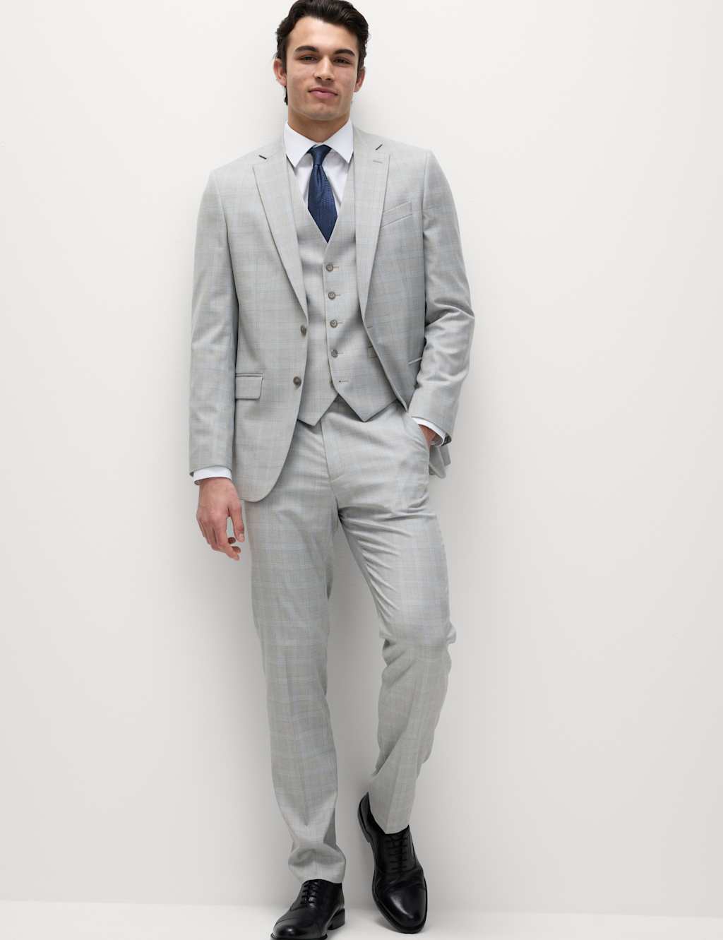 Tailored Fit Check Stretch Suit Trousers 4 of 6