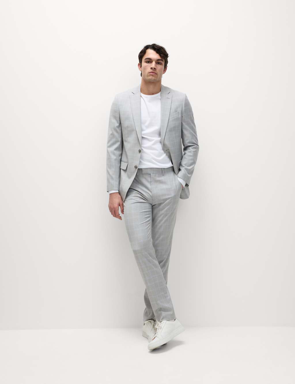 Tailored Fit Check Stretch Suit Trousers 6 of 6