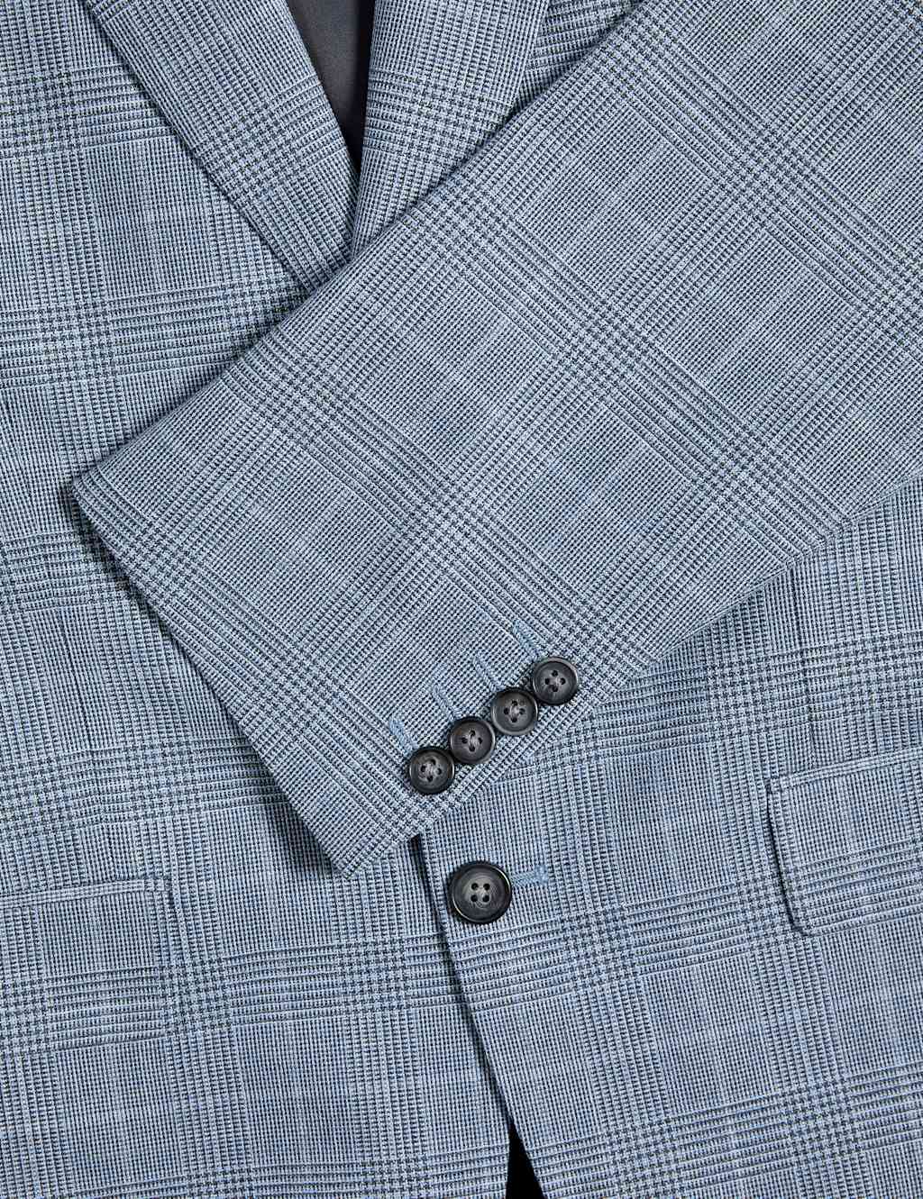 Regular Fit Linen Look Check Suit Jacket 3 of 8