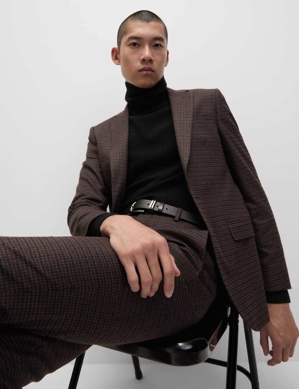Slim Fit Check Stretch Suit Jacket M S Collection M S