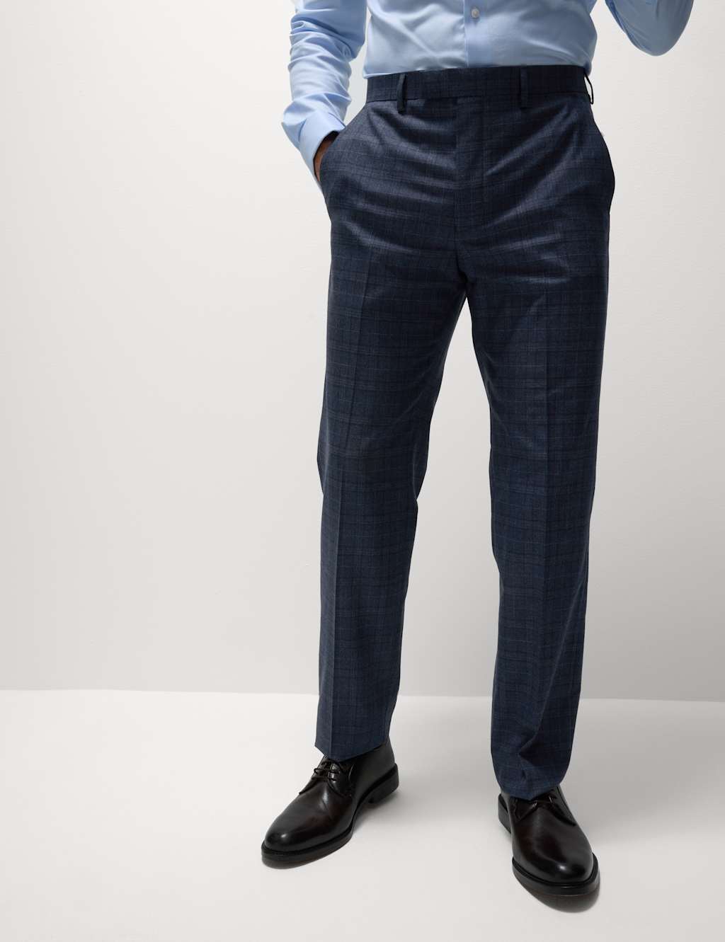 Regular Fit Stretch Checked Suit Trousers 4 of 7