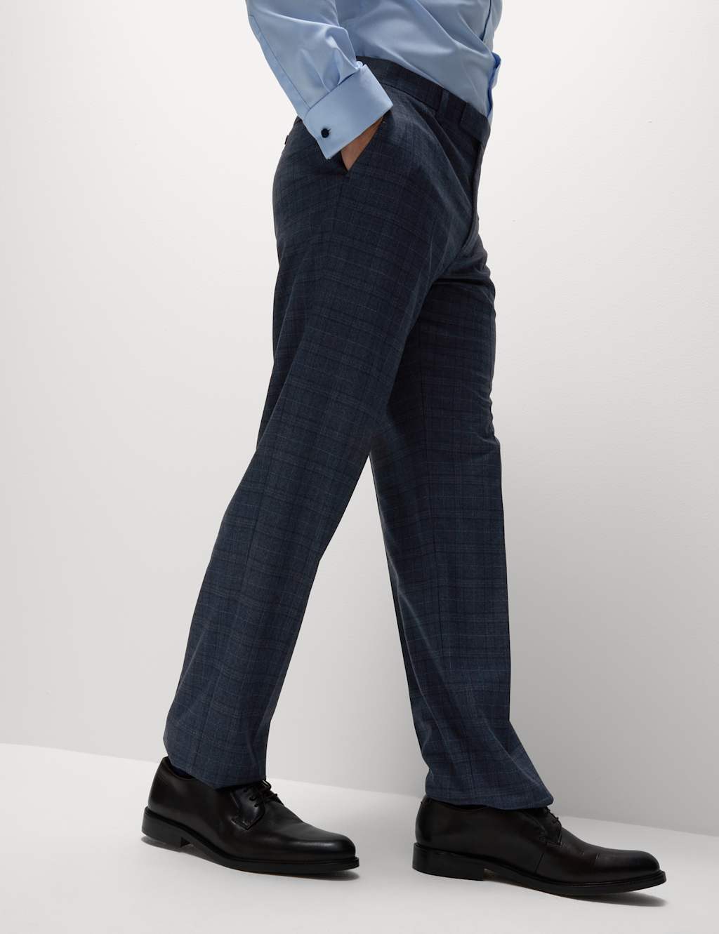 Regular Fit Stretch Checked Suit Trousers 6 of 7