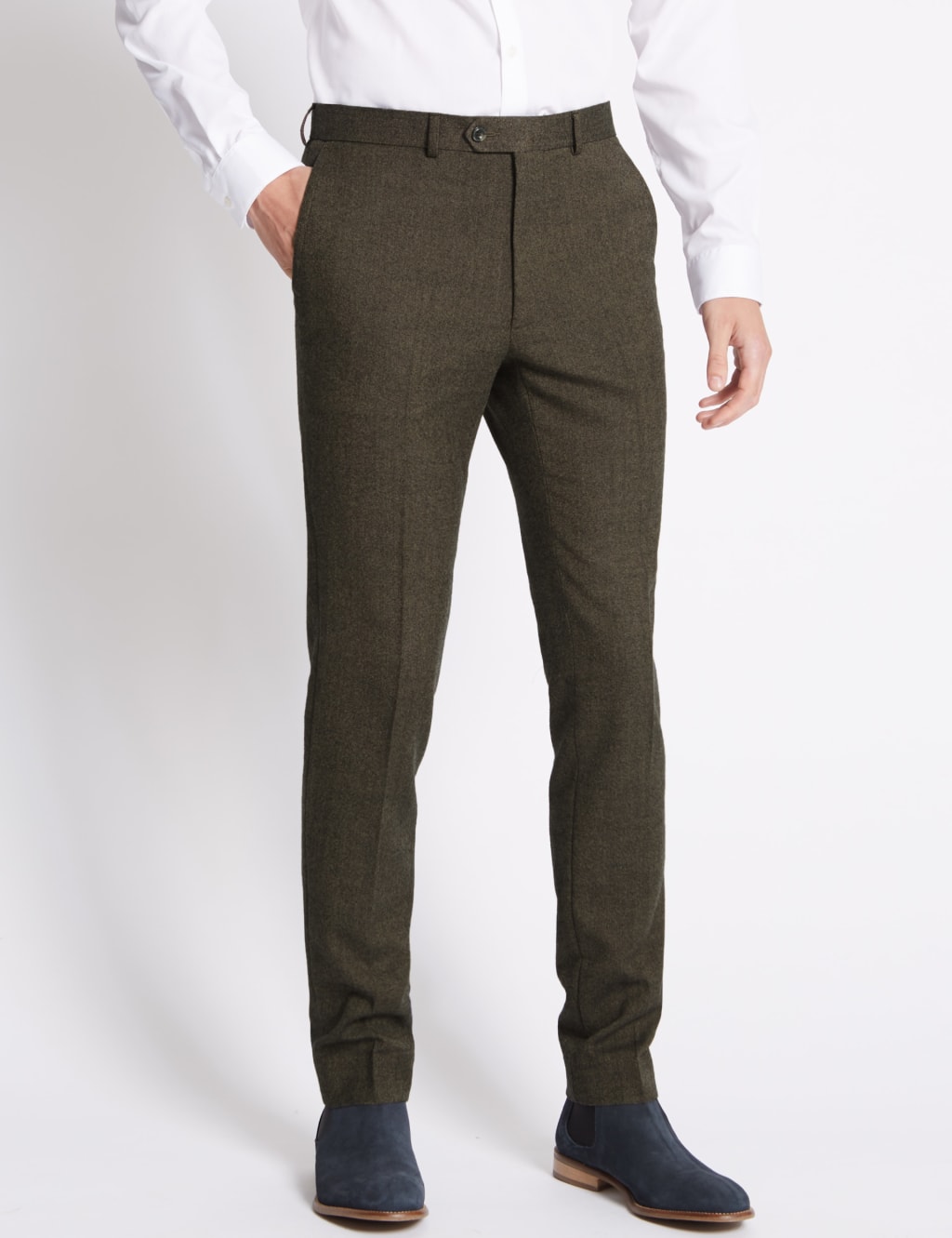 Brown Textured Modern Slim Fit Trousers Limited Edition M S