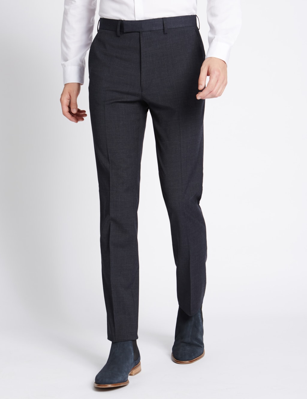 Charcoal Textured Modern Slim Fit Trousers Limited Edition M S
