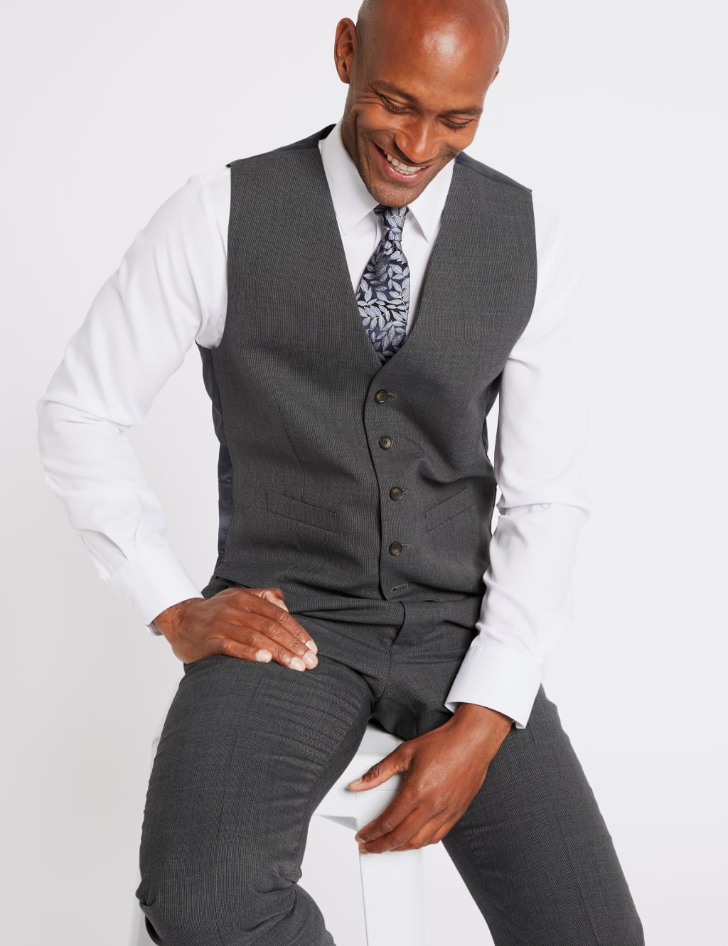 Grey textured waistcoat shop