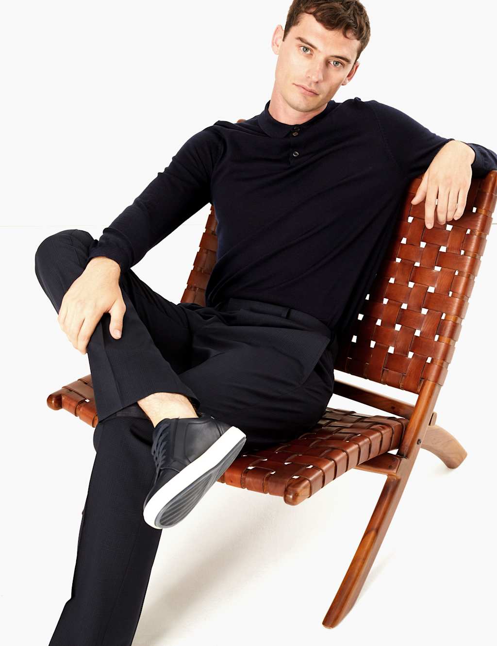 The Ultimate Navy Checked Regular Fit Trousers 1 of 7