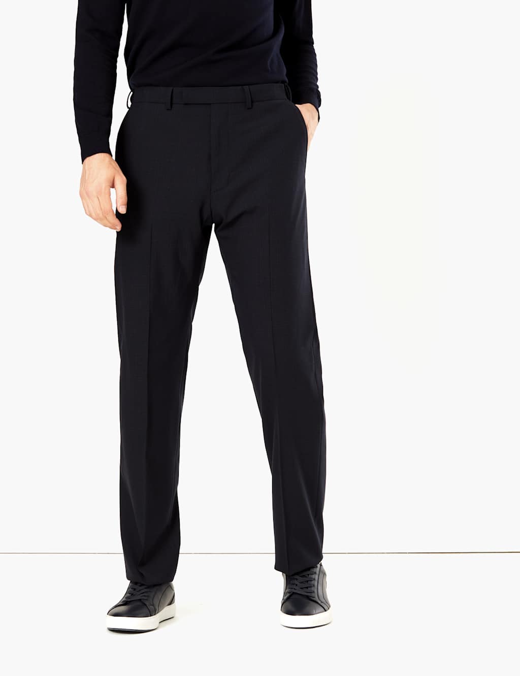 The Ultimate Navy Checked Regular Fit Trousers 3 of 7