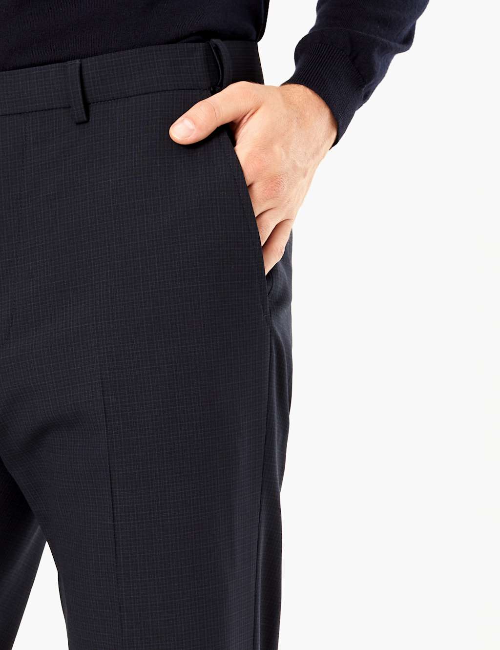 The Ultimate Navy Checked Regular Fit Trousers 5 of 7