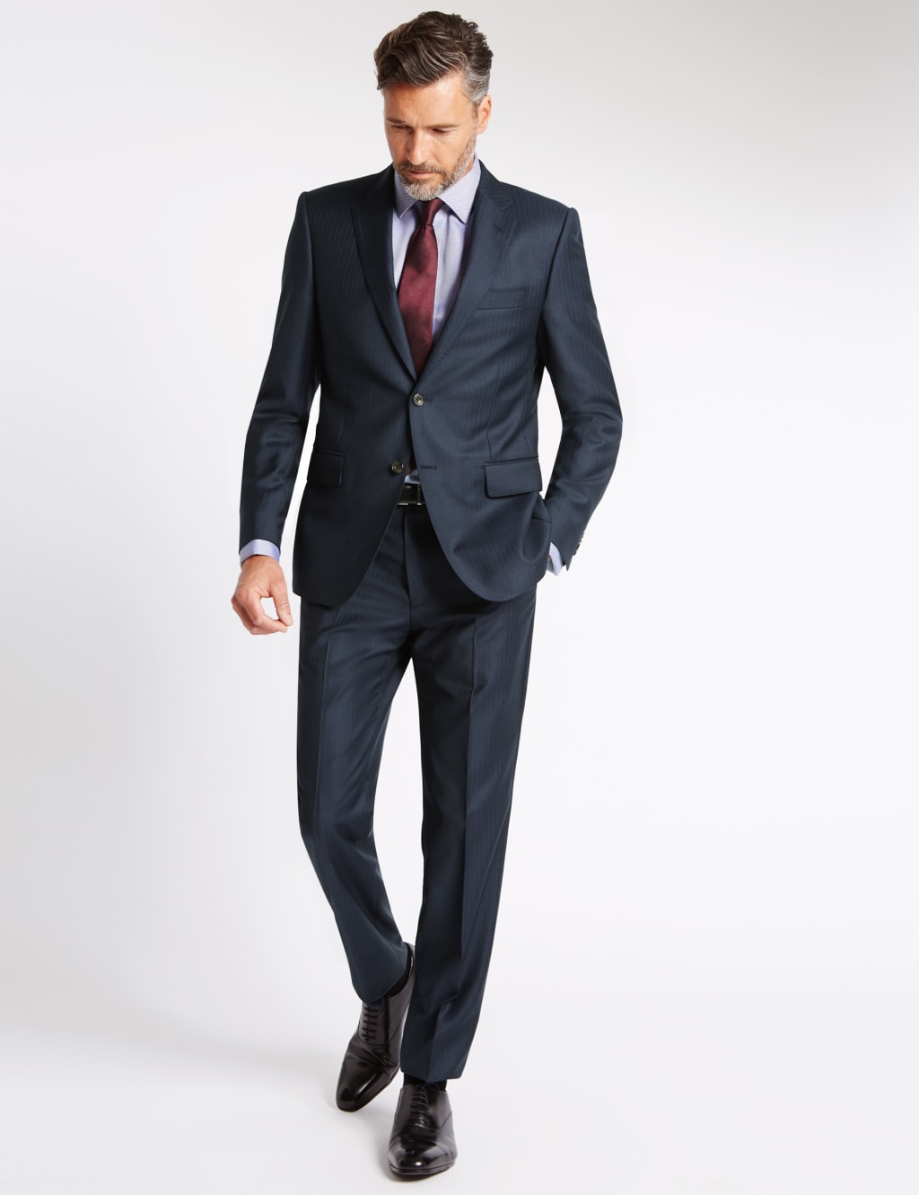 Navy Tailored Fit Wool Trousers 4 of 4