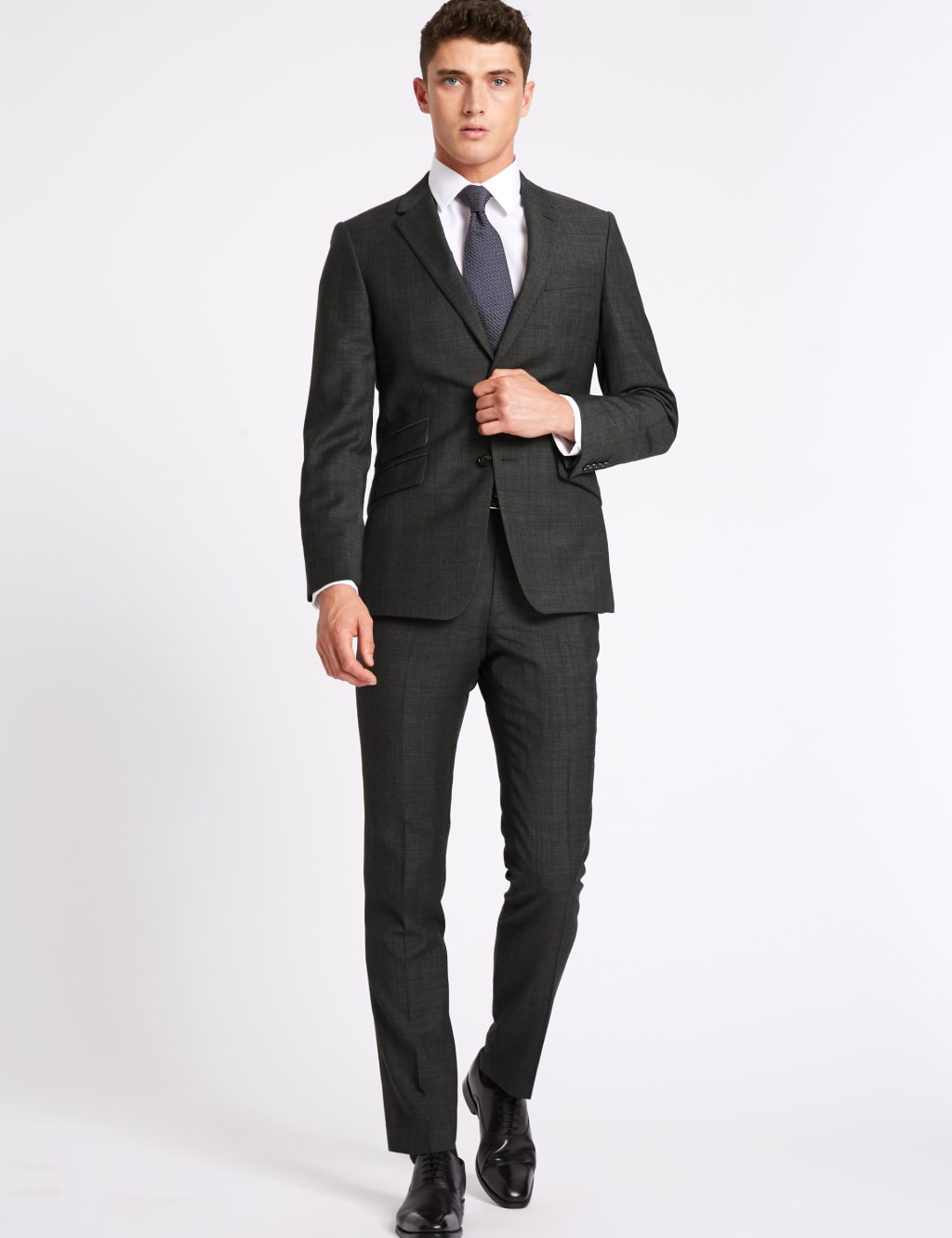 Grey Checked Slim Fit Wool Jacket 3 of 9