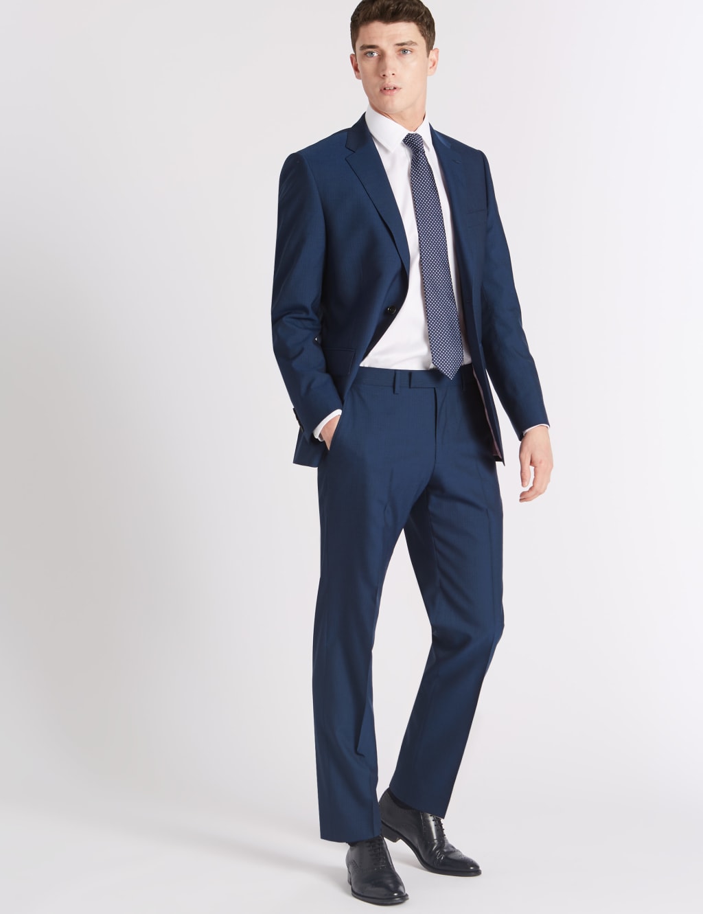 Blue Striped Tailored Fit Wool Jacket 3 of 8