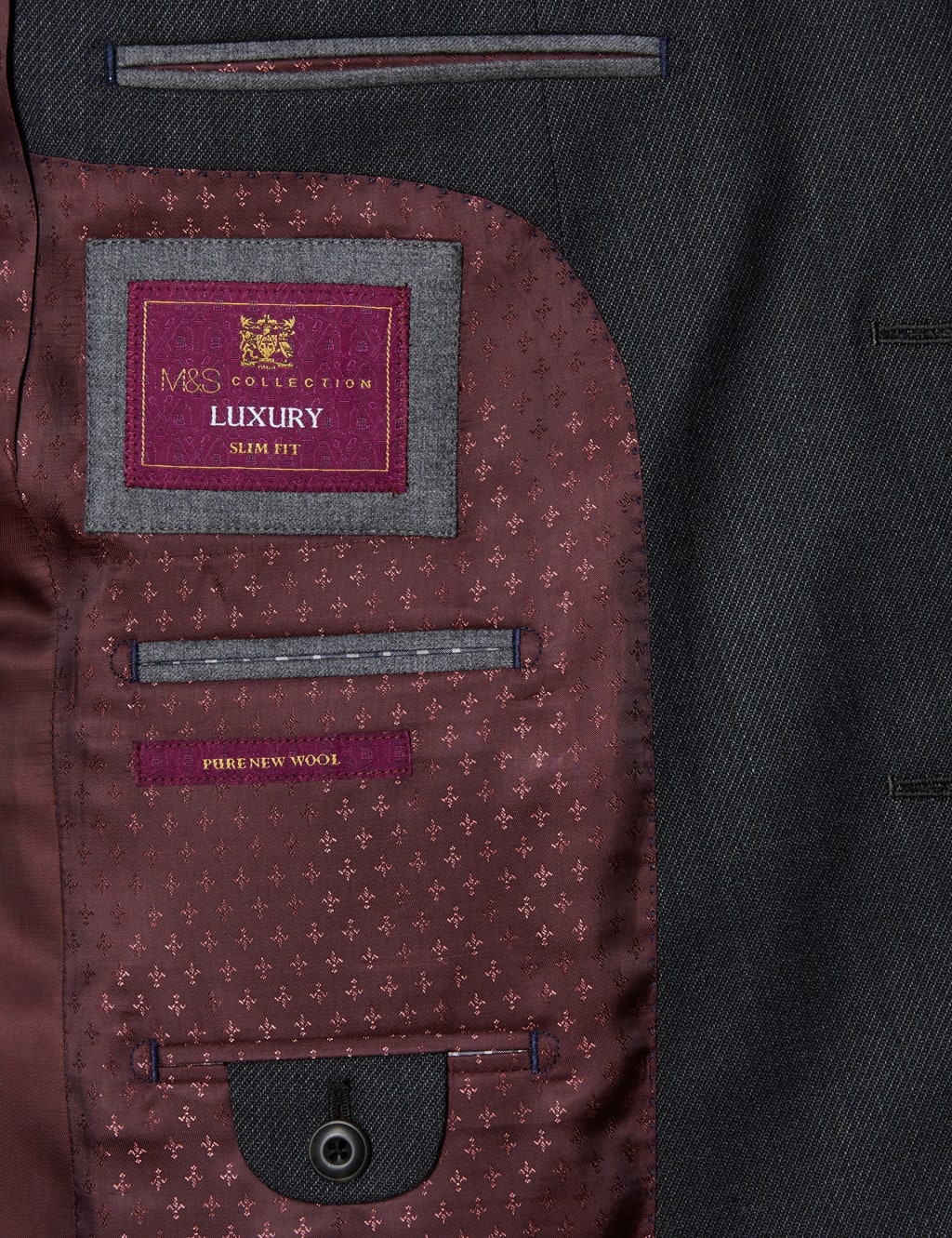 Big & Tall Charcoal Slim Fit Wool Jacket 7 of 7