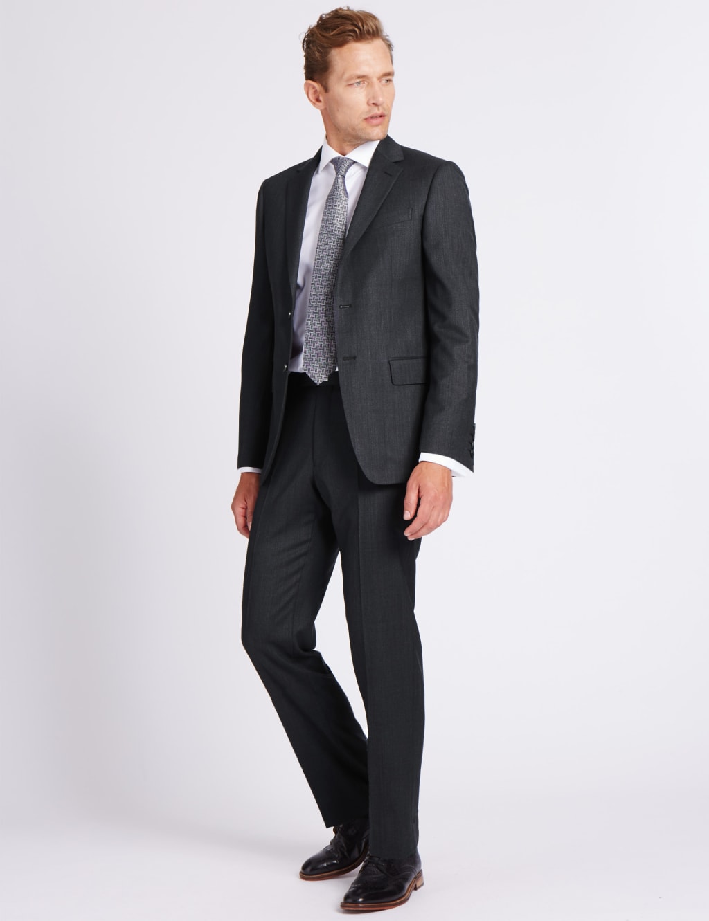 Charcoal Textured Regular Fit Wool Jacket 1 of 6
