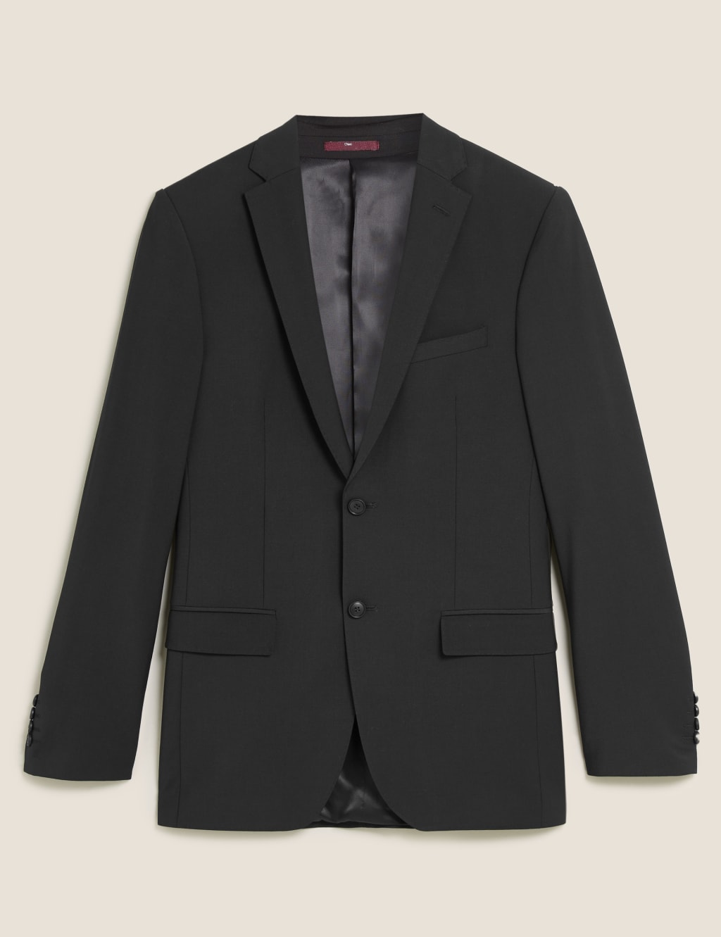 Black Tailored Fit Wool Rich Jacket 2 of 9