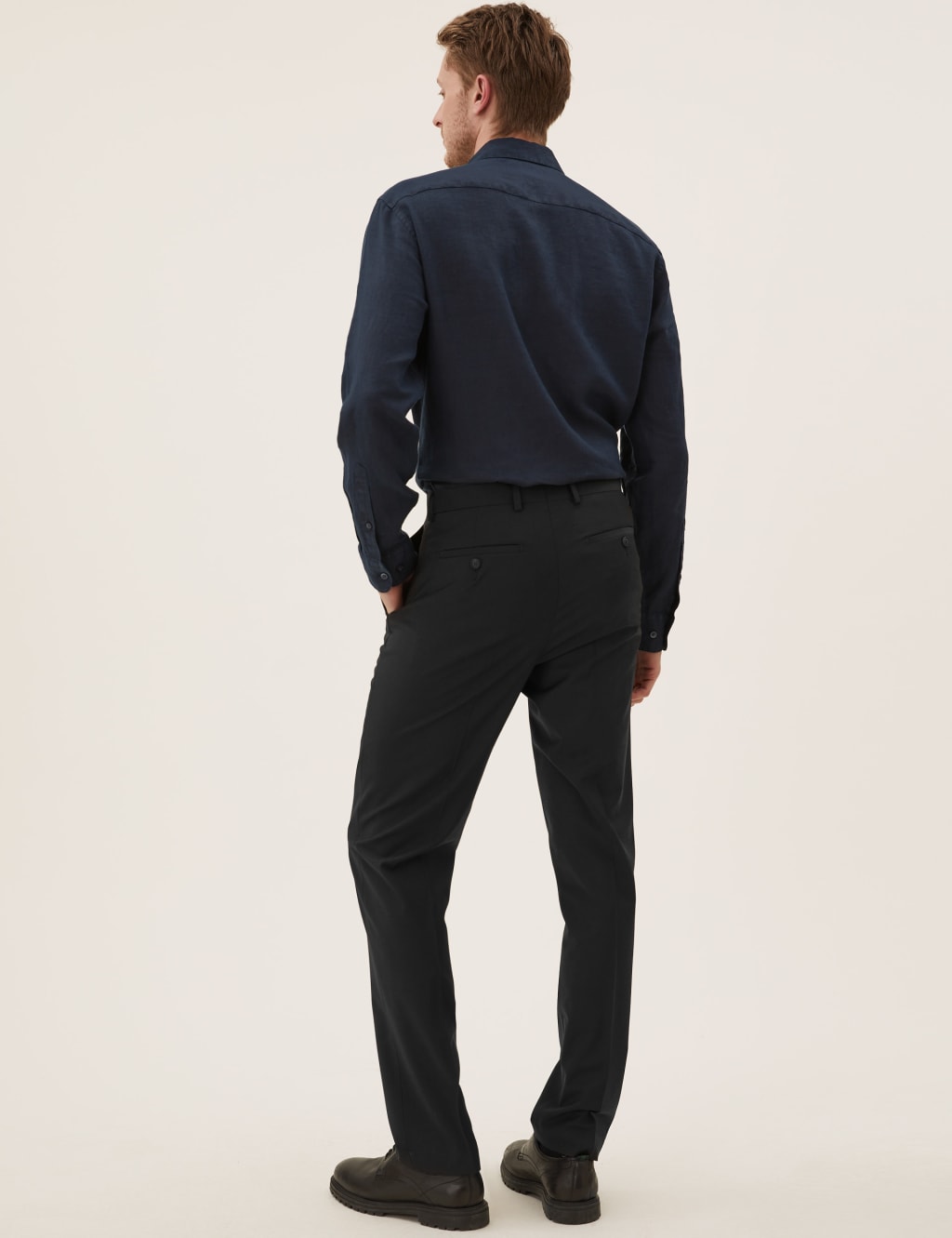 Black Tailored Fit Wool Rich Trousers 4 of 6