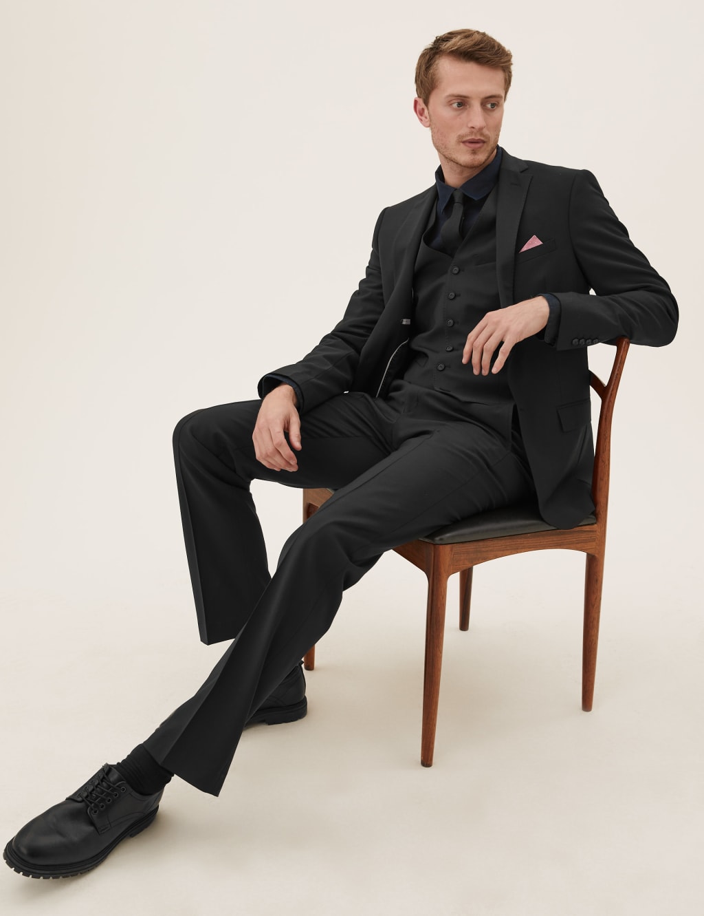 Black Tailored Fit Wool Rich Trousers 5 of 6