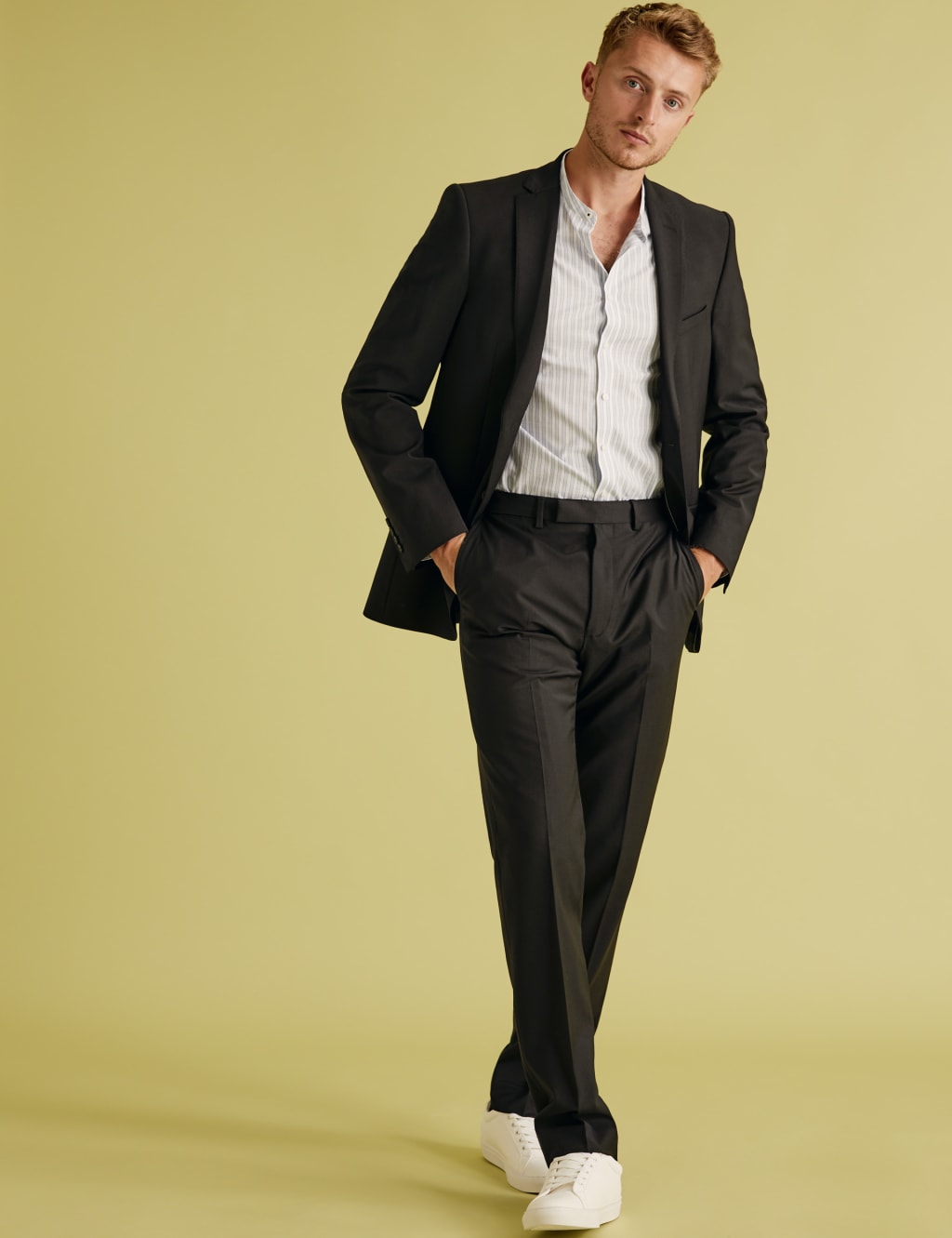 Black Tailored Fit Wool Rich Trousers 6 of 6