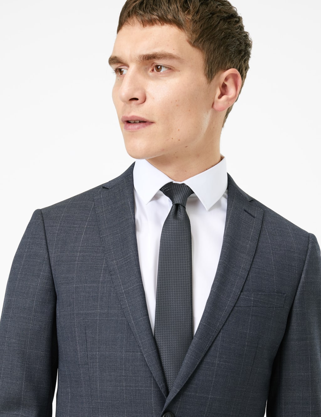 Blue Checked Slim Fit Wool Jacket 6 of 7