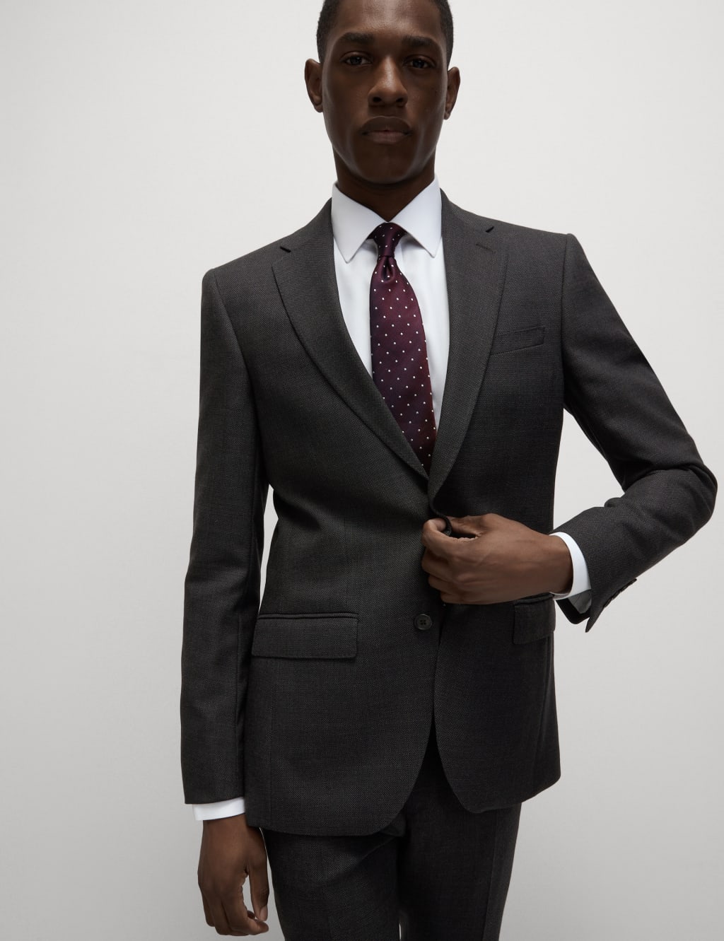 Slim Fit Pure Wool Textured Suit Jacket M S SARTORIAL M S