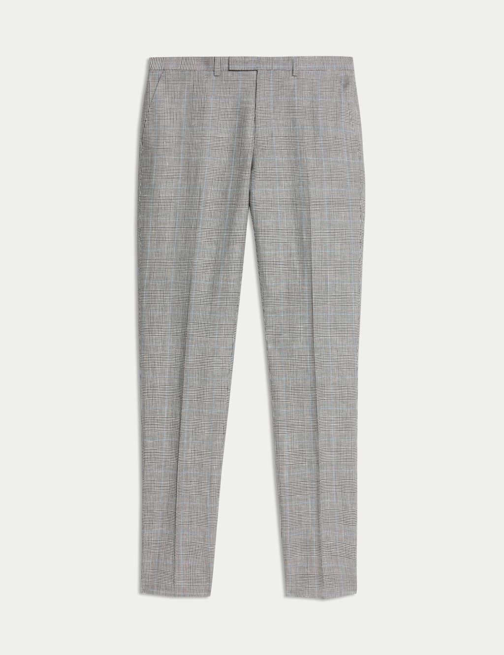 Slim Fit Wool Rich Check Suit Trousers 2 of 7