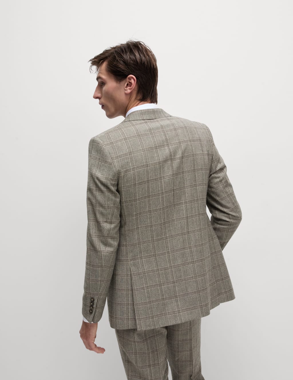Slim Fit Pure Wool Check Suit Jacket