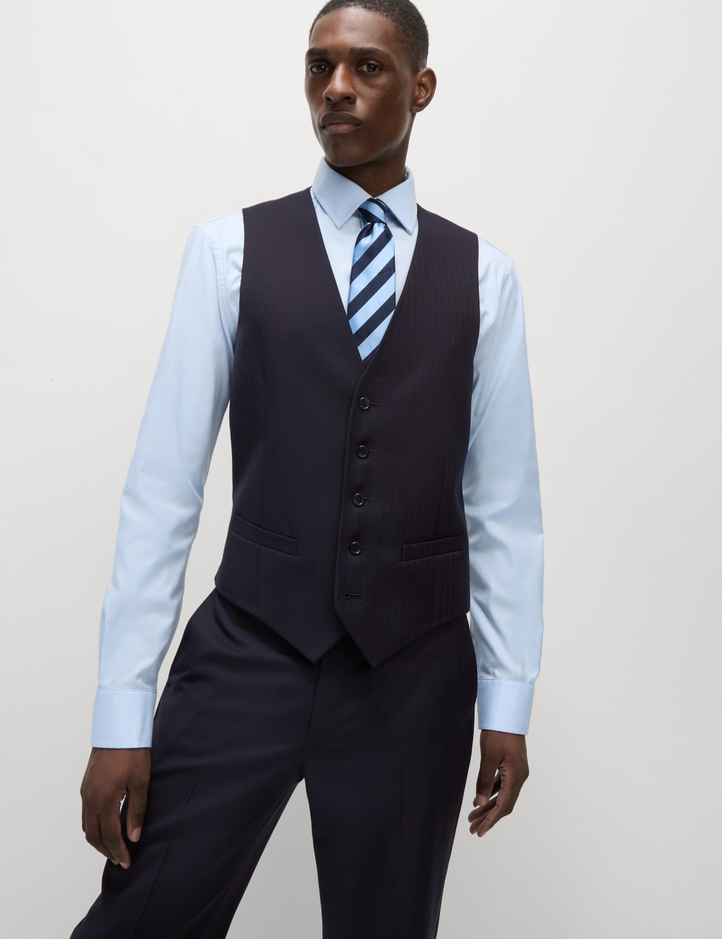 Regular Fit Pure Wool Textured Waistcoat M S SARTORIAL M S