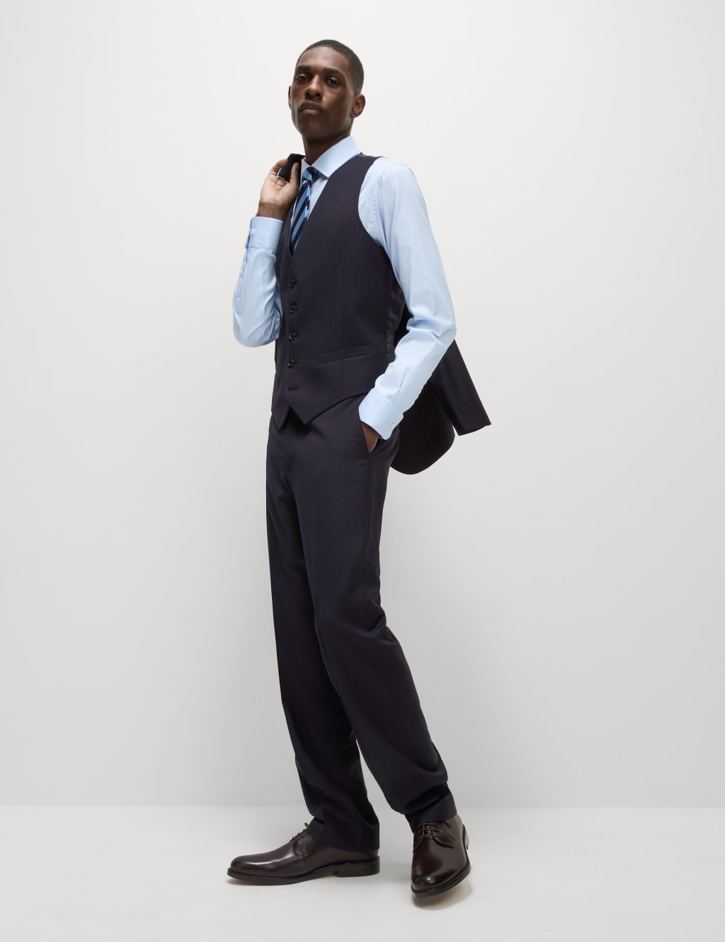 Regular Fit Pure Wool Textured Waistcoat 5 of 6
