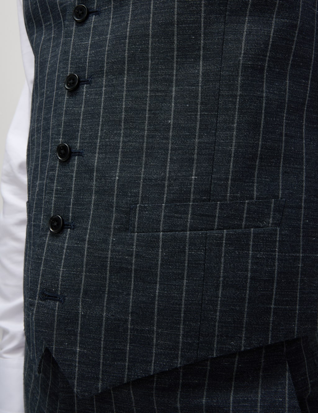 Wool Linen Blend Pinstripe Waistcoat 3 of 4