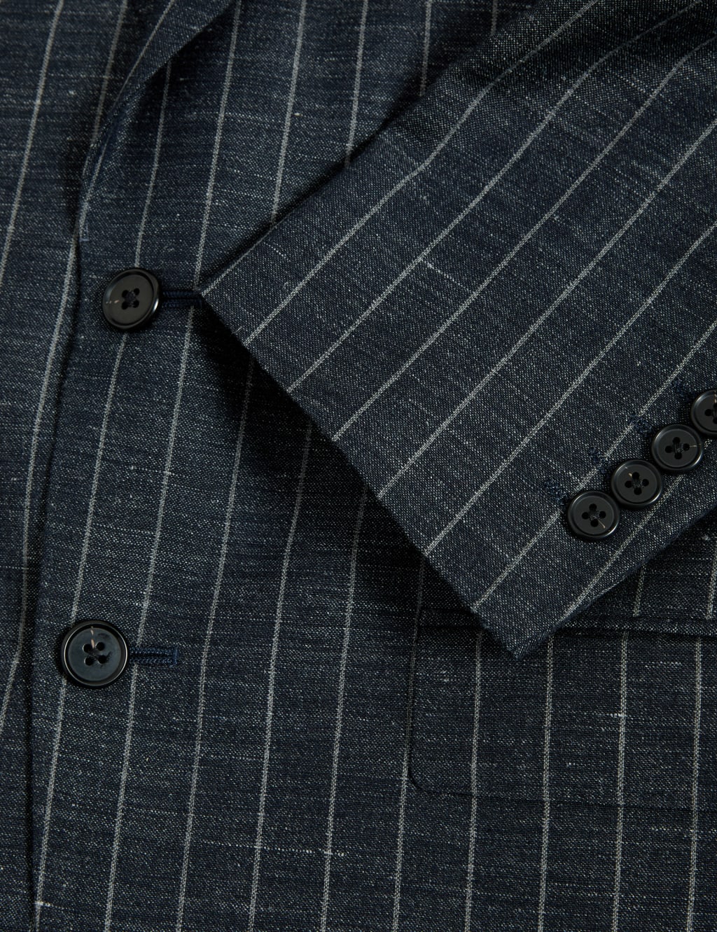 Regular Fit Wool Linen Blend Pinstripe Suit Jacket 3 of 5