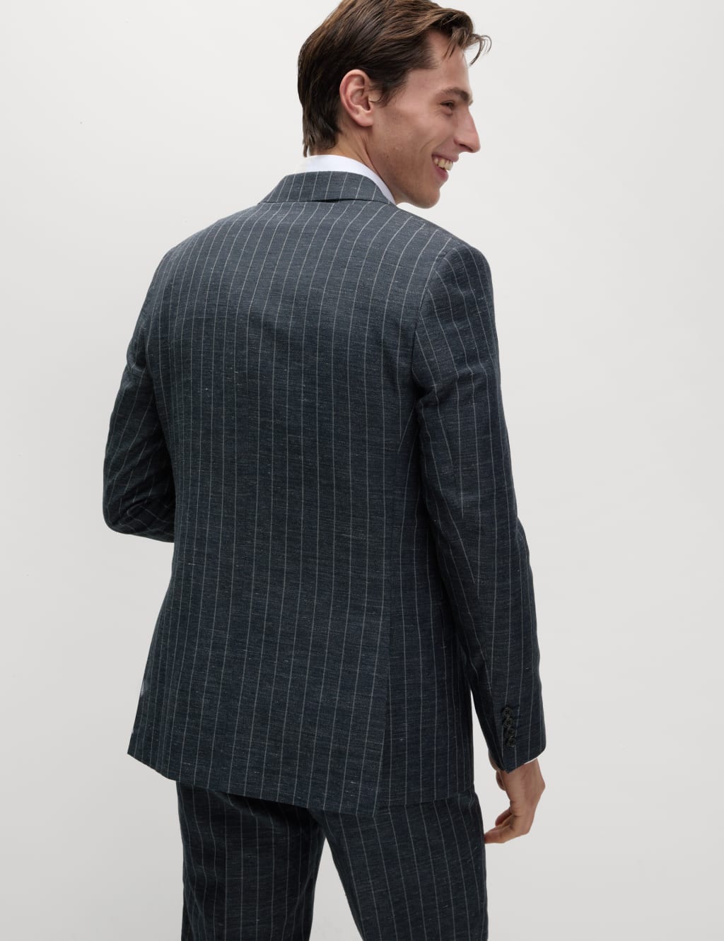 Regular Fit Wool Linen Blend Pinstripe Suit Jacket 5 of 5