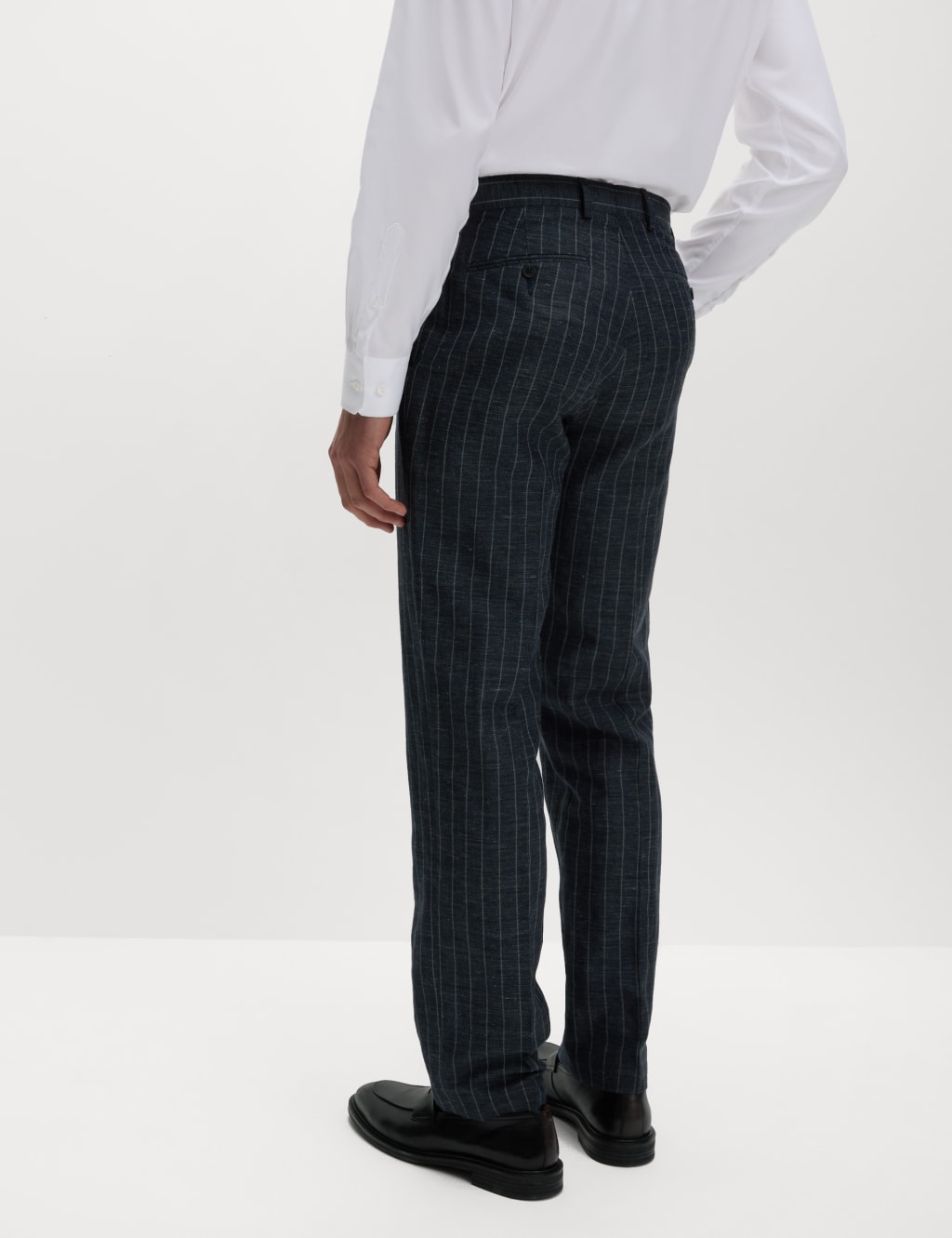Regular Fit Wool Linen Blend Pinstripe Suit Trousers 4 of 6