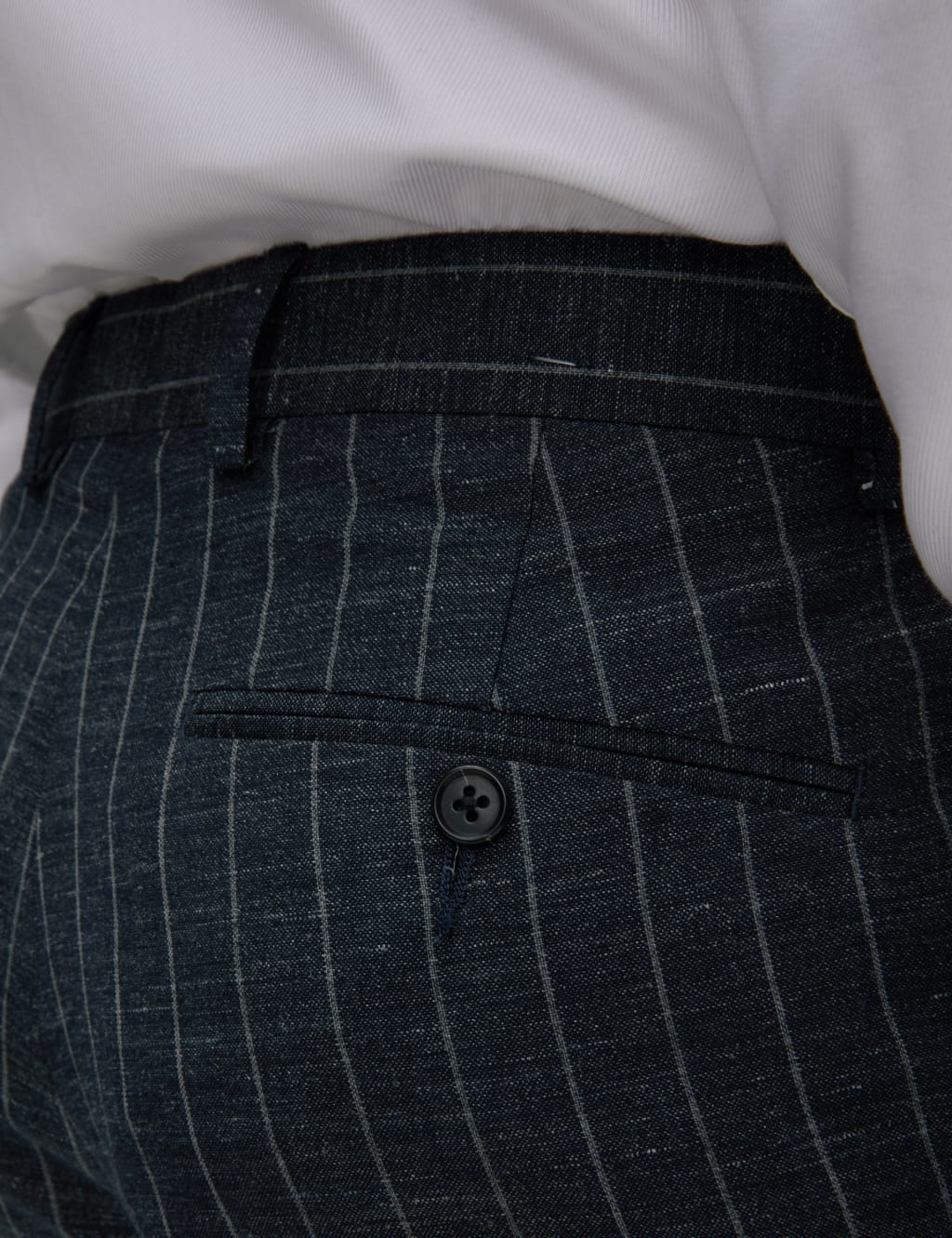 Regular Fit Wool Linen Blend Pinstripe Suit Trousers 5 of 6