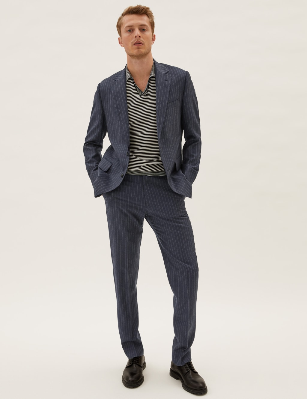 Tailored Fit Pure Wool Chalk Stripe Jacket 6 of 10