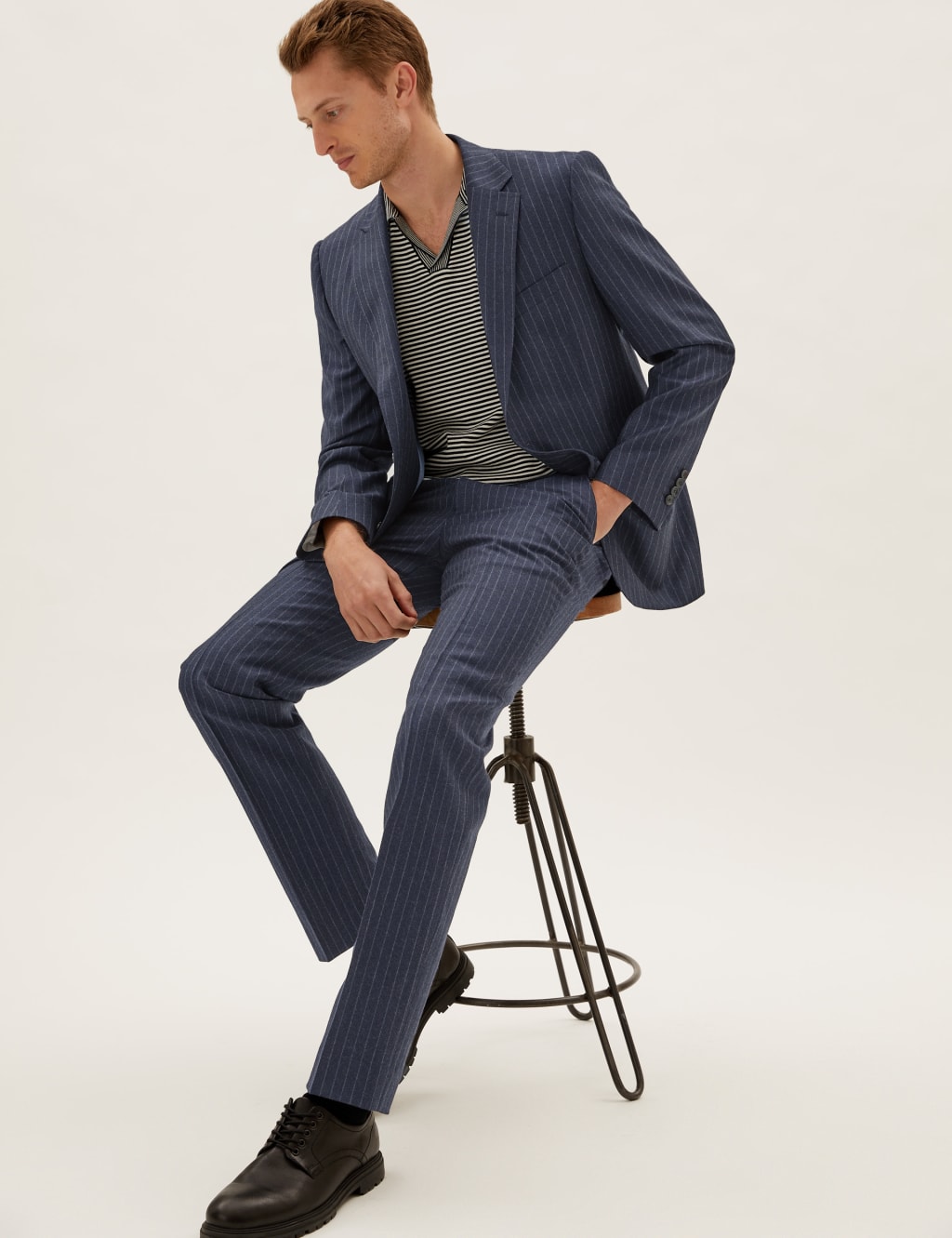 Tailored Fit Pure Wool Chalk Stripe Jacket 7 of 10