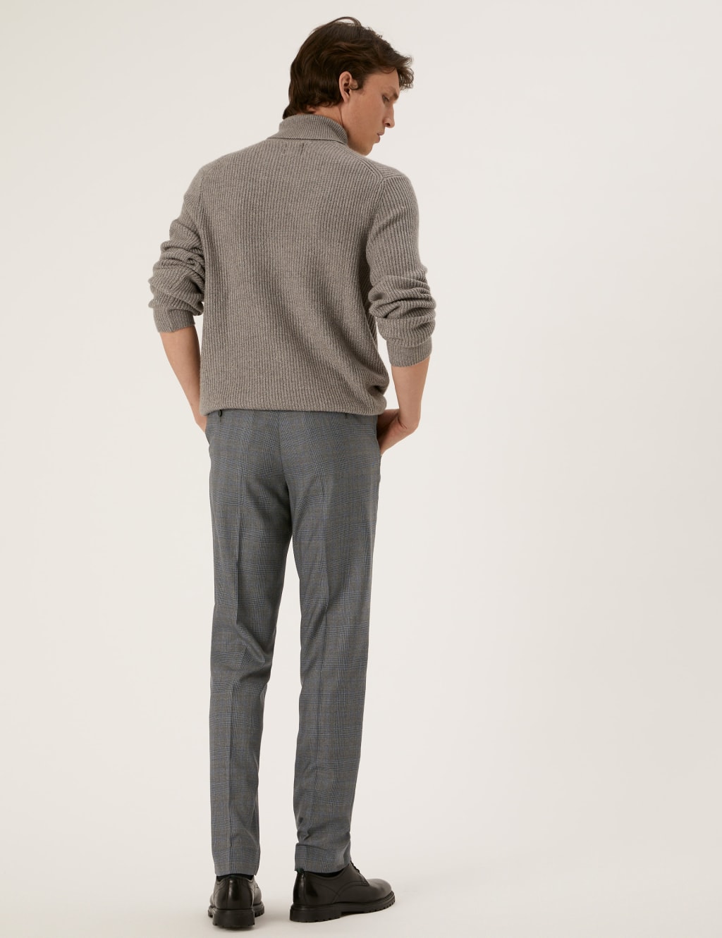 Tailored Fit Italian Wool Check Suit Trousers 3 of 6