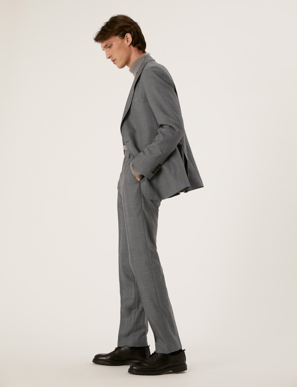 Tailored Fit Italian Wool Check Suit Trousers 5 of 6
