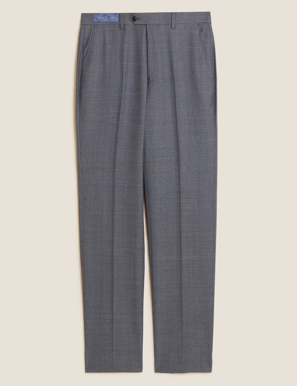 Tailored Fit Italian Wool Check Suit Trousers 2 of 6