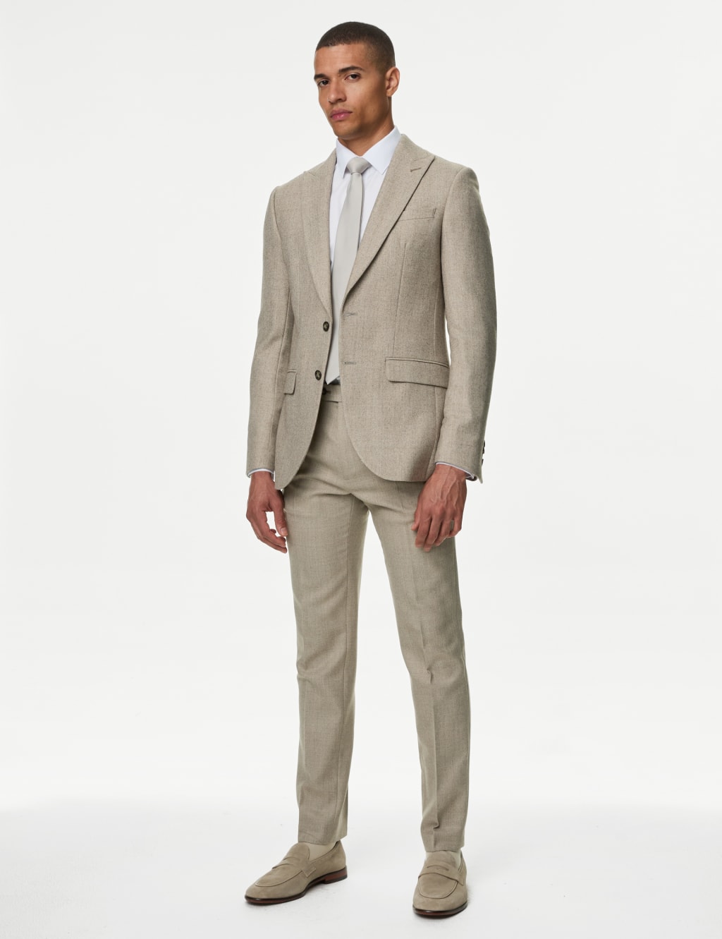 Slim Fit Wool Blend Herringbone Suit Jacket M S Collection M S