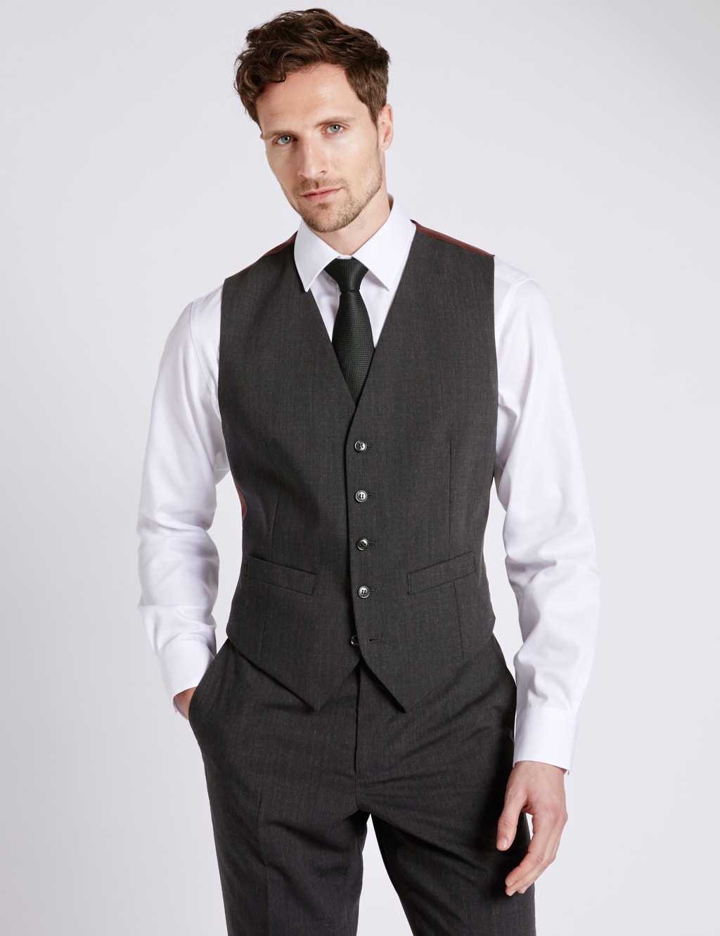 Charcoal Regular Fit Waistcoat M S Collection M S