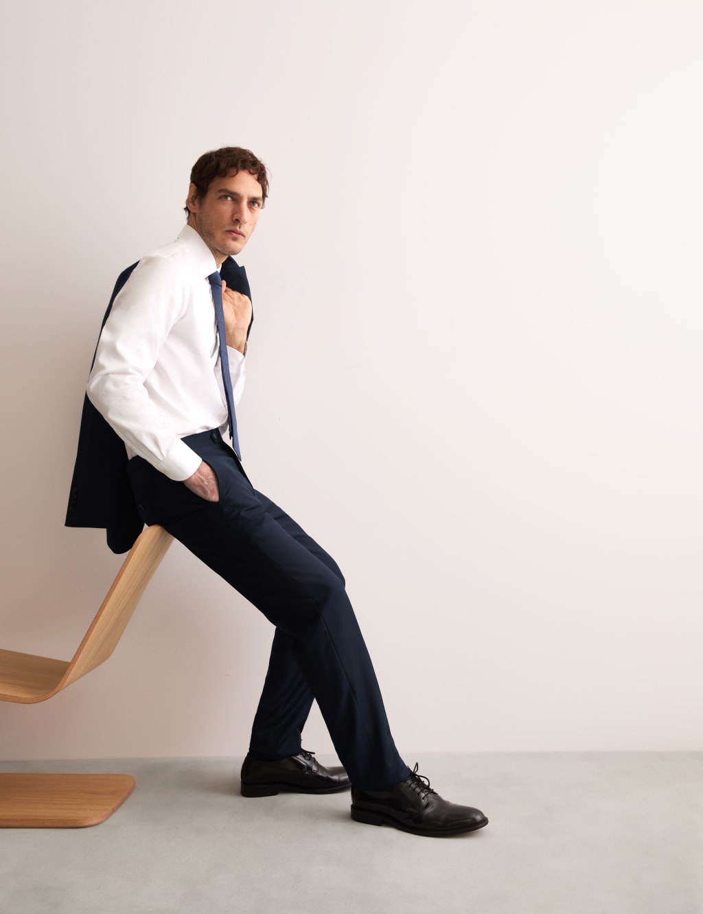 Tailored Fit Pure Wool Twill Suit Trousers 7 of 9