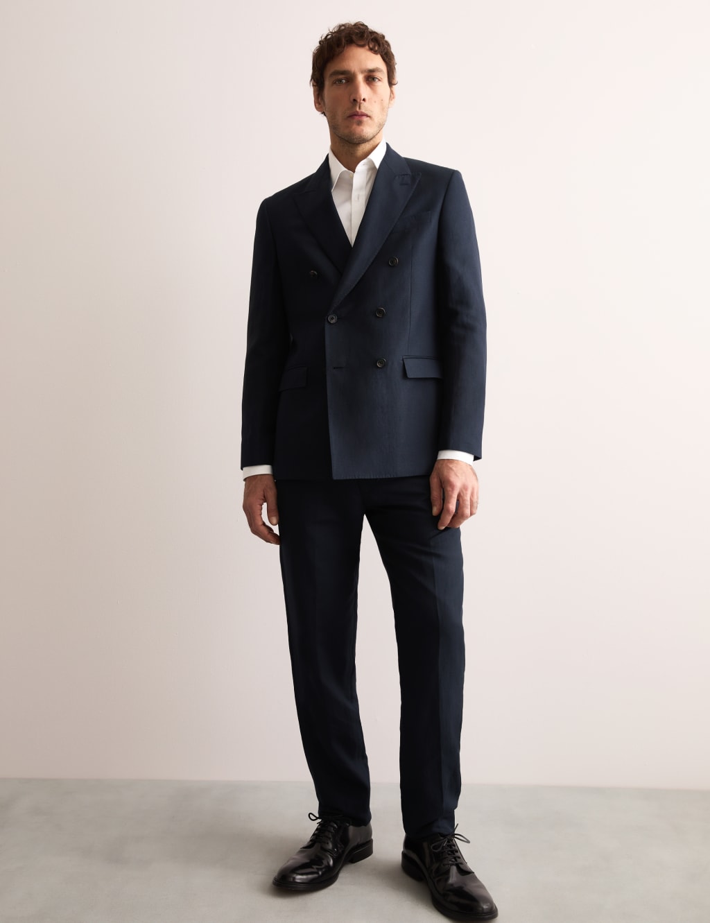 Tailored Fit Silk & Linen Blend Double Breasted Suit Jacket 5 of 9