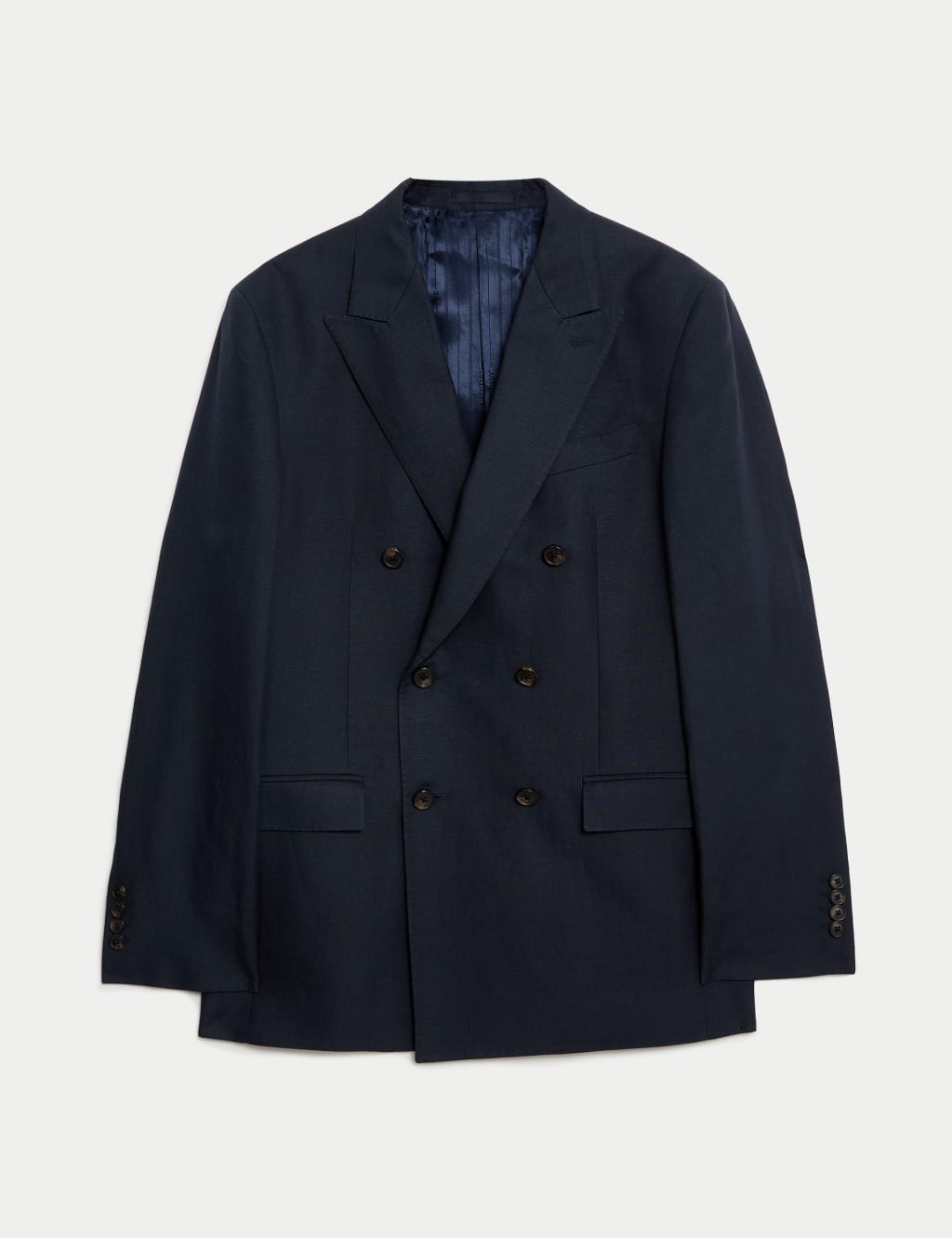 Tailored Fit Silk & Linen Blend Double Breasted Suit Jacket 2 of 9