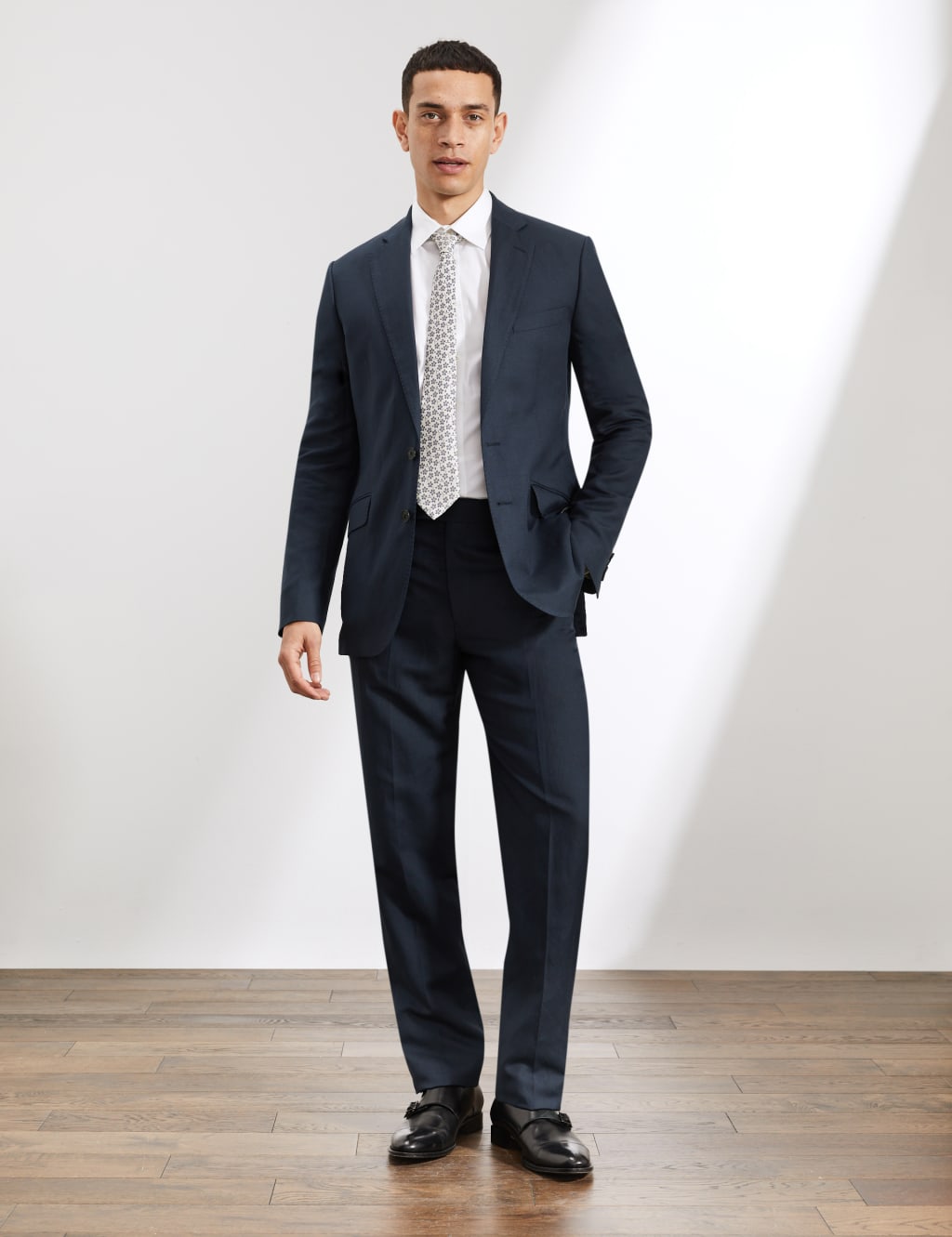 Tailored Fit Silk And Linen Jacket JAEGER M S
