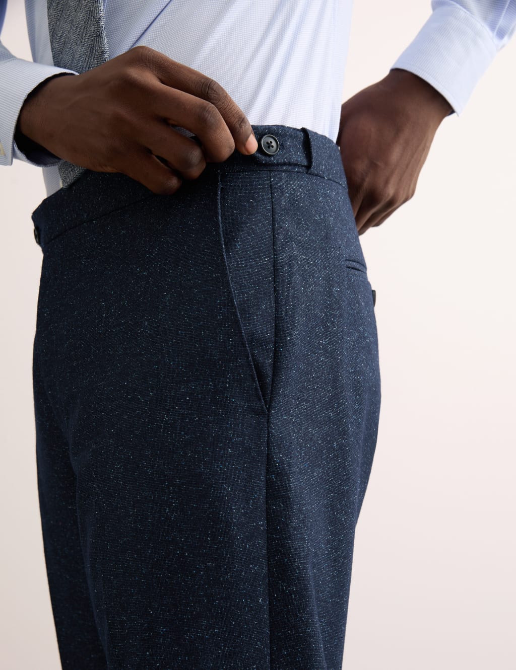 Tailored Fit Italian Wool Rich Suit Trousers with Silk 3 of 7