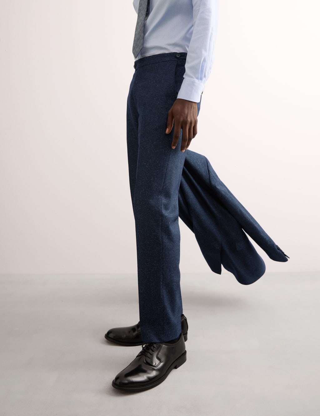 Tailored Fit Italian Wool Rich Suit Trousers with Silk 7 of 7