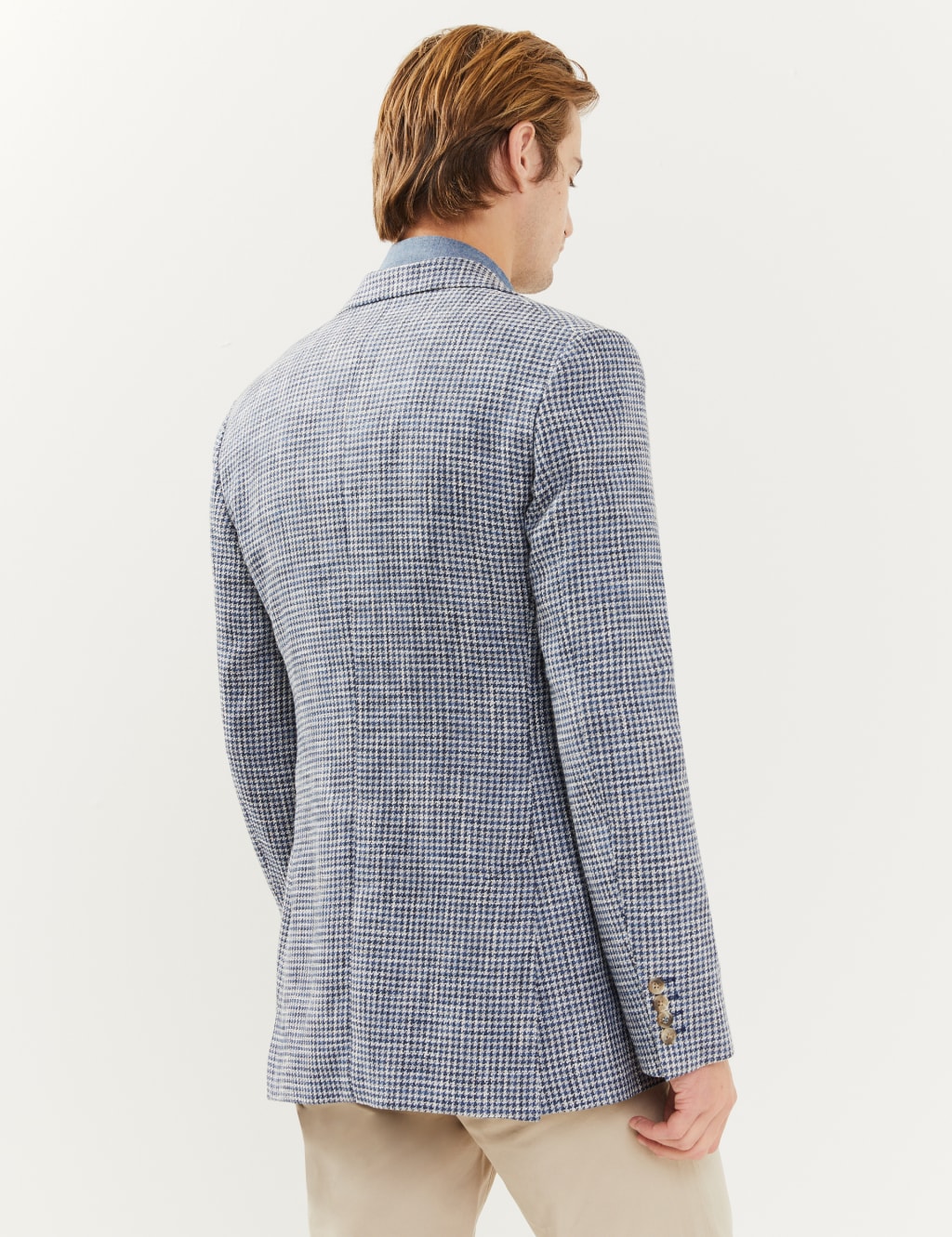 Tailored Fit Italian Cotton Linen and Wool Houndstooth Jacket 5 of 7
