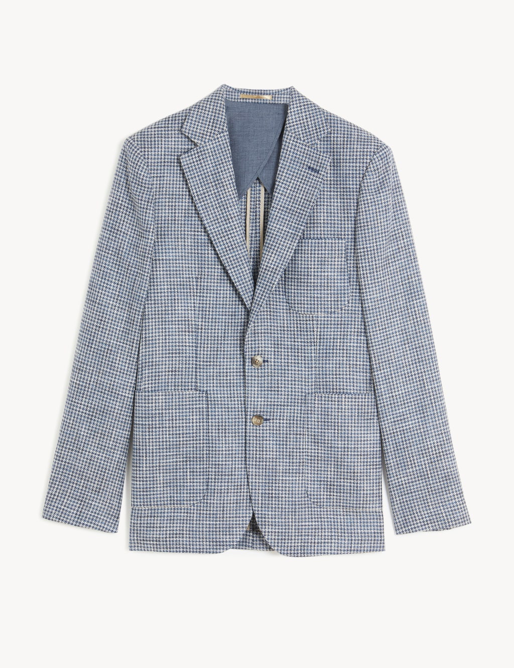Tailored Fit Italian Cotton Linen and Wool Houndstooth Jacket 2 of 7