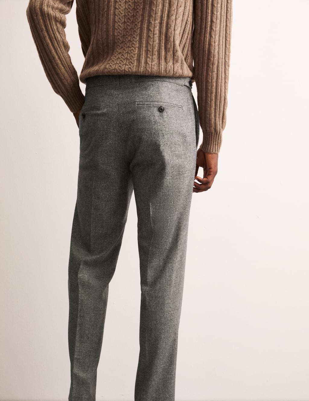 Tailored Fit Italian Wool Rich Suit Trousers with Silk 5 of 8