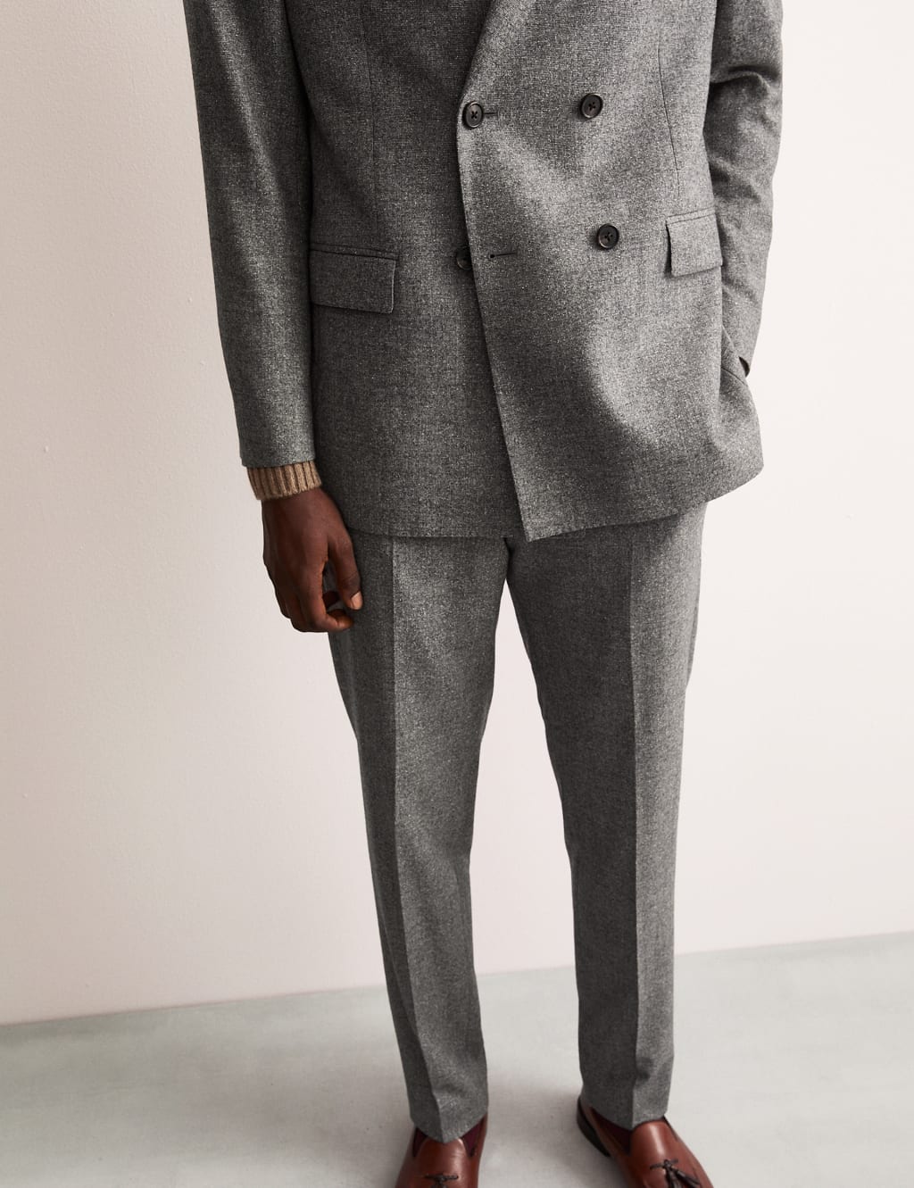 Tailored Fit Italian Wool Rich Suit Trousers with Silk 6 of 8